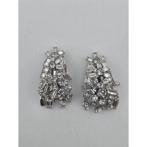 Art‎ Deco Style Vintage Waterfall Rhinestone Clip On Earrings